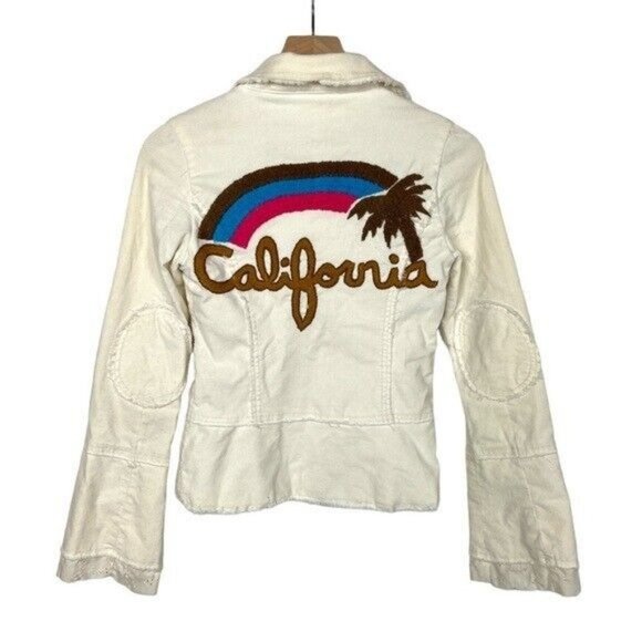 Johnny Was Womens Sz S Hand Embroidered Ivory Corduroy Blazer Jacket - Picture 2 of 9